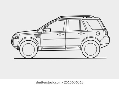 Hand drawn car outline vector image. Vehicle art.
