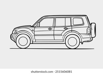 Imagen de Vector de contorno de coche dibujado a mano. Vehículo art.