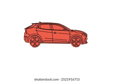 Imagem de vetor de contorno de carro desenhado à mão. Veículo arte. Novo SUV.