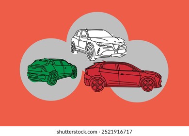 Hand drawn car outline vector image. Vehicle art. New SUV.