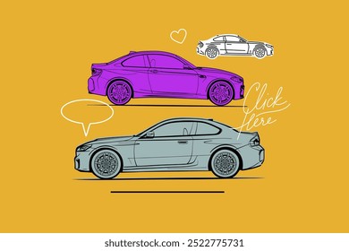 Hand drawn car outline vector image. Vehicle art.