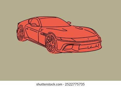 Hand drawn car outline vector image. Vehicle art.
