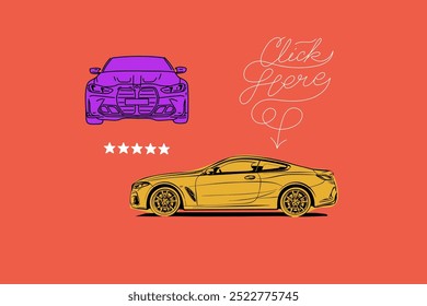 Hand drawn car outline vector image. Vehicle art.