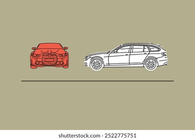 Hand drawn car outline vector image. Vehicle art.