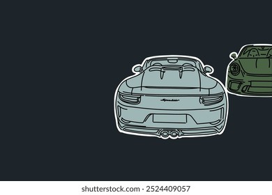 Imagem de vetor de contorno de carro desenhado à mão. Arte do veículo.