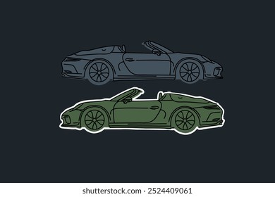 Hand drawn car outline vector image. Vehicle art.