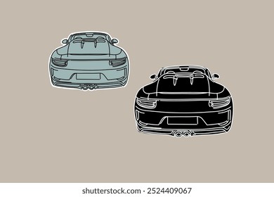 Hand drawn car outline vector image. Vehicle art.