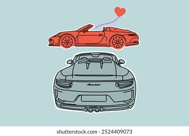 Hand drawn car outline vector image. Vehicle art.