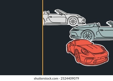 Hand drawn car outline vector image. Vehicle art.