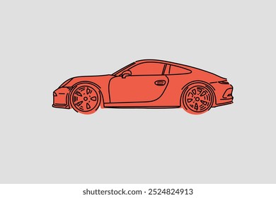 Hand drawn car outline vector image. Vehicle art.