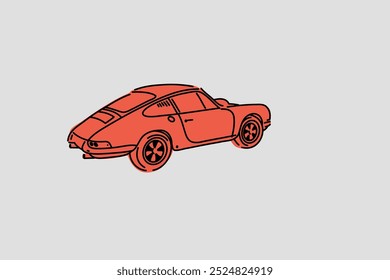 Hand drawn car outline vector image. Vehicle art.