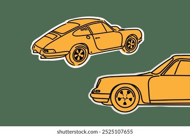 Imagen de Vector de contorno de coche dibujado a mano. Vehículo art.