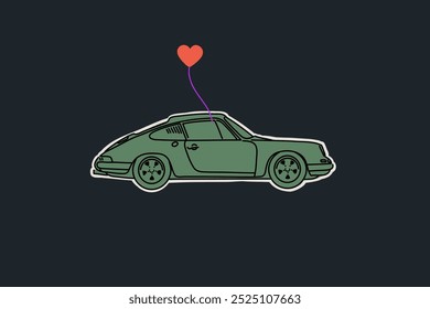 Hand drawn car outline vector image. Vehicle art.