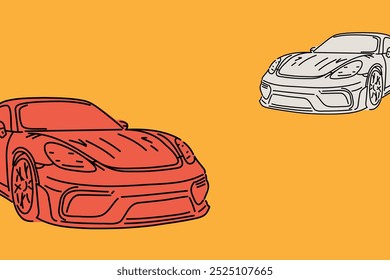 Imagem de vetor de contorno de carro desenhado à mão. Arte do veículo.