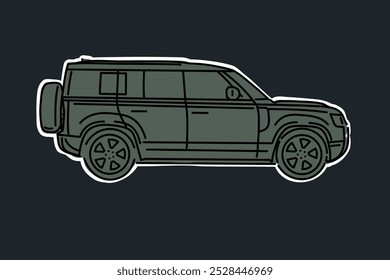 Hand drawn car outline vector image. Vehicle art.