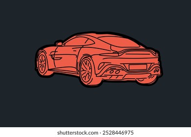 Hand drawn car outline vector image. Vehicle art.