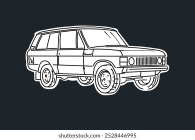Hand drawn car outline vector image. Vehicle art.