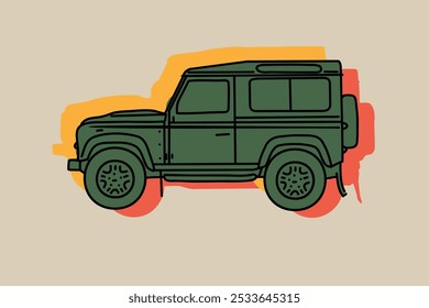 Hand drawn car outline vector image. Vehicle art.