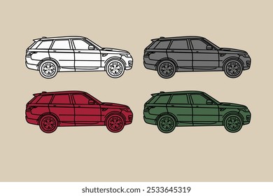 Hand drawn car outline vector image. Vehicle art.