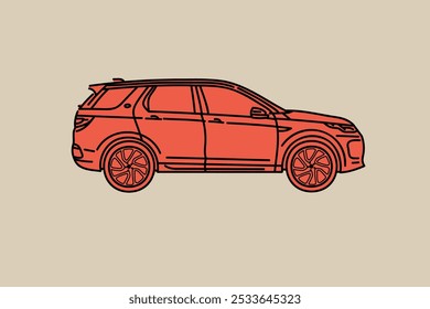 Hand drawn car outline vector image. Vehicle art.