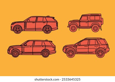 Hand drawn car outline vector image. Vehicle art.