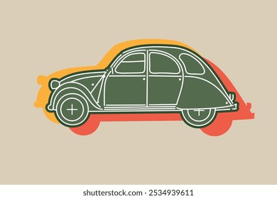 Hand drawn car outline vector image. Vehicle art.