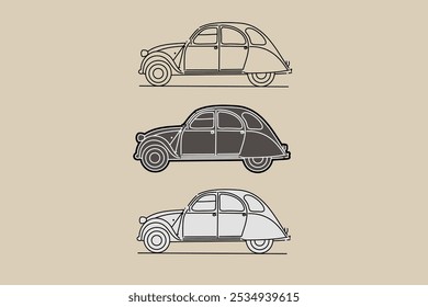 Hand drawn car outline vector image. Vehicle art.