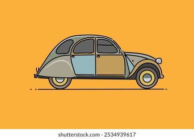 Imagen de Vector de contorno de coche dibujado a mano. Vehículo art.