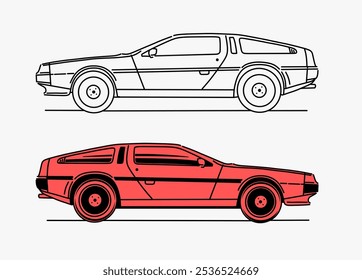 Hand drawn car outline vector image. Vehicle art.