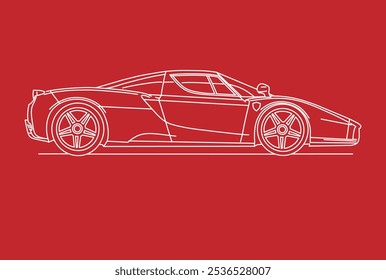 Hand drawn car outline vector image. Vehicle art.