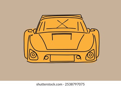 Imagen de Vector de contorno de coche dibujado a mano. Vehículo art.