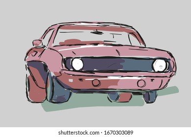 Hand Drawn car vector illustration with creative design colours. 