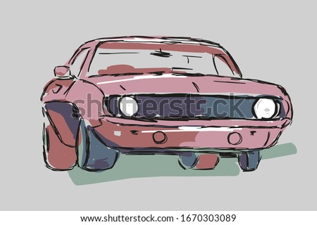 Hand Drawn car vector illustration with creative design colours. 