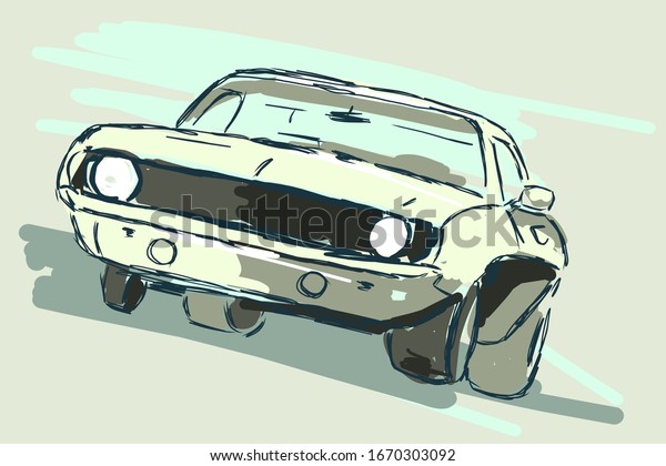 Hand Drawn car vector illustration with creative design
colours. 