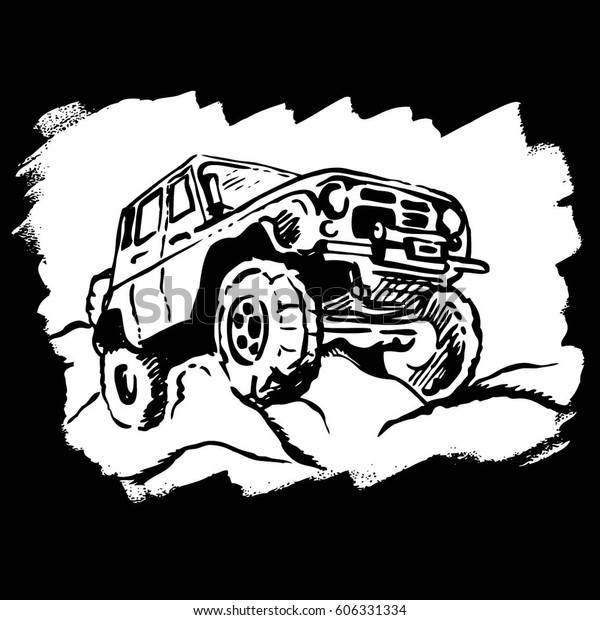 Hand drawn car. Vector
illustration.