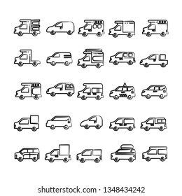hand drawn car, vehicle icons set