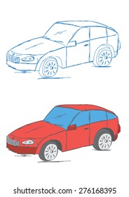 Hand Drawn Car Vehicle Scribble Sketch Vector Illustration 