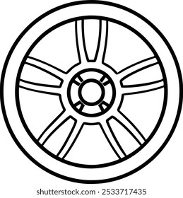 Hand drawn car wheel vector icon,  illustration on a white background