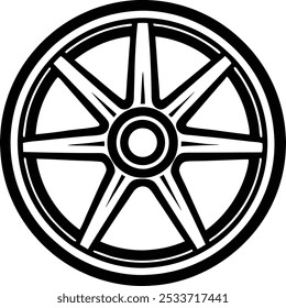 Hand drawn car wheel vector icon,  illustration on a white background