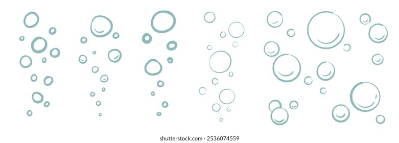 Hand drawn carbonation illustration. Fine air bubbles climbing from the bottom to the surface. Sparkling wine bubbles.