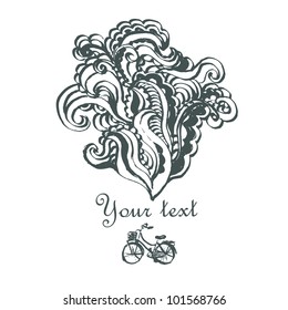 Hand drawn card with bicycle