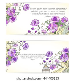 Hand drawn card can be used as invitation card for wedding, birthday and other holiday background. Vintage elegant wedding invitation with summer flowers.