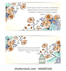 Hand drawn card can be used as invitation card for wedding, birthday and other holiday background. Vintage elegant wedding invitation with summer flowers.