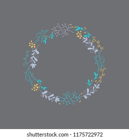 Hand drawn card with decorative christmas wreath. Design for poster, card, invitation, placard, brochure, flyer.