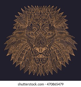 Hand drawn card with Lion. Animal made in vector. Lion Illustration for design, pattern, textiles