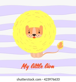 Hand drawn card with little lion