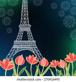 Hand Drawn Card with Paris symbols