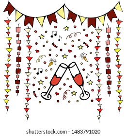 Hand drawn card 'party' for card, banner, poster, flyer, invintation. Vector illustration. EPS 10.