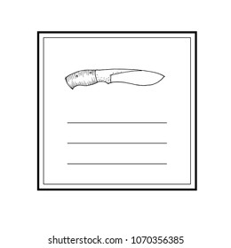 Hand drawn card template with knife icon and lines vector illustration