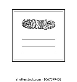 Hand drawn card template with rope icon and lines vector illustration